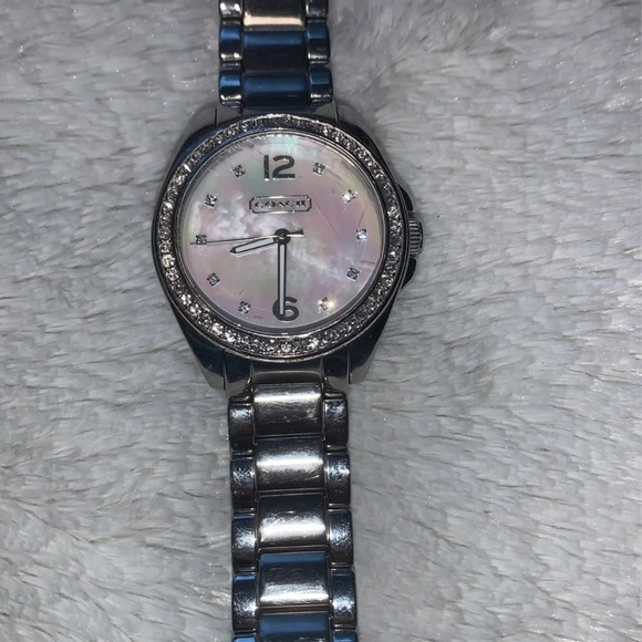 COACH TRISTEN WOMEN’S MOTHER OF PEARL STEEL DIAMOND WATCH main image 8